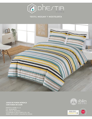 Funda Nórdica a Rayas con Cojines...