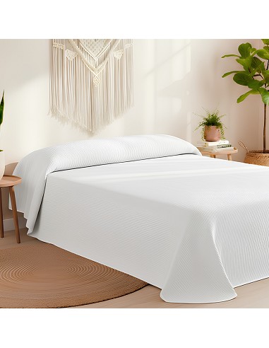 Colcha Piqué Hotel de Rayas Blanca en...