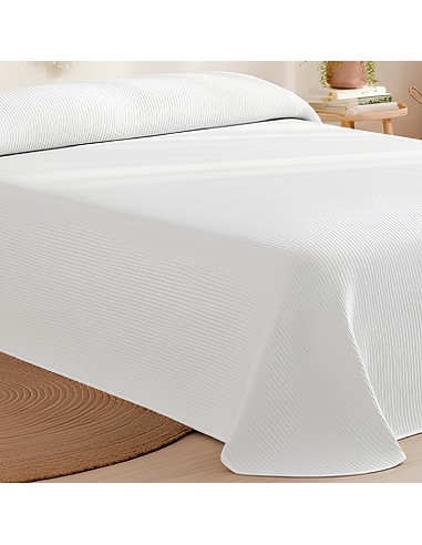 Colcha Piqué Hotel de Rayas Blanca en...